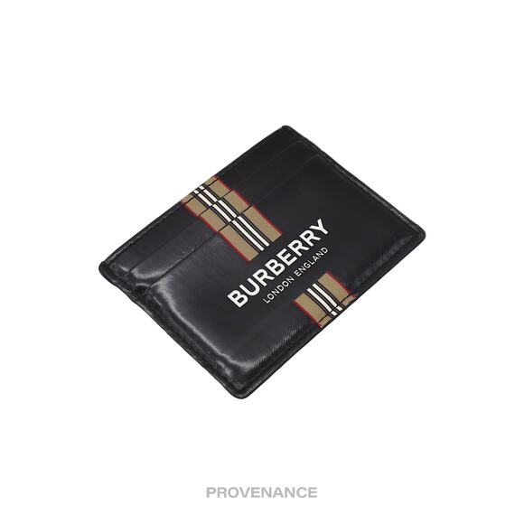 🔴 Burberry Card Holder Wallet - Logo Striped Check Black - Picture 4 of 7